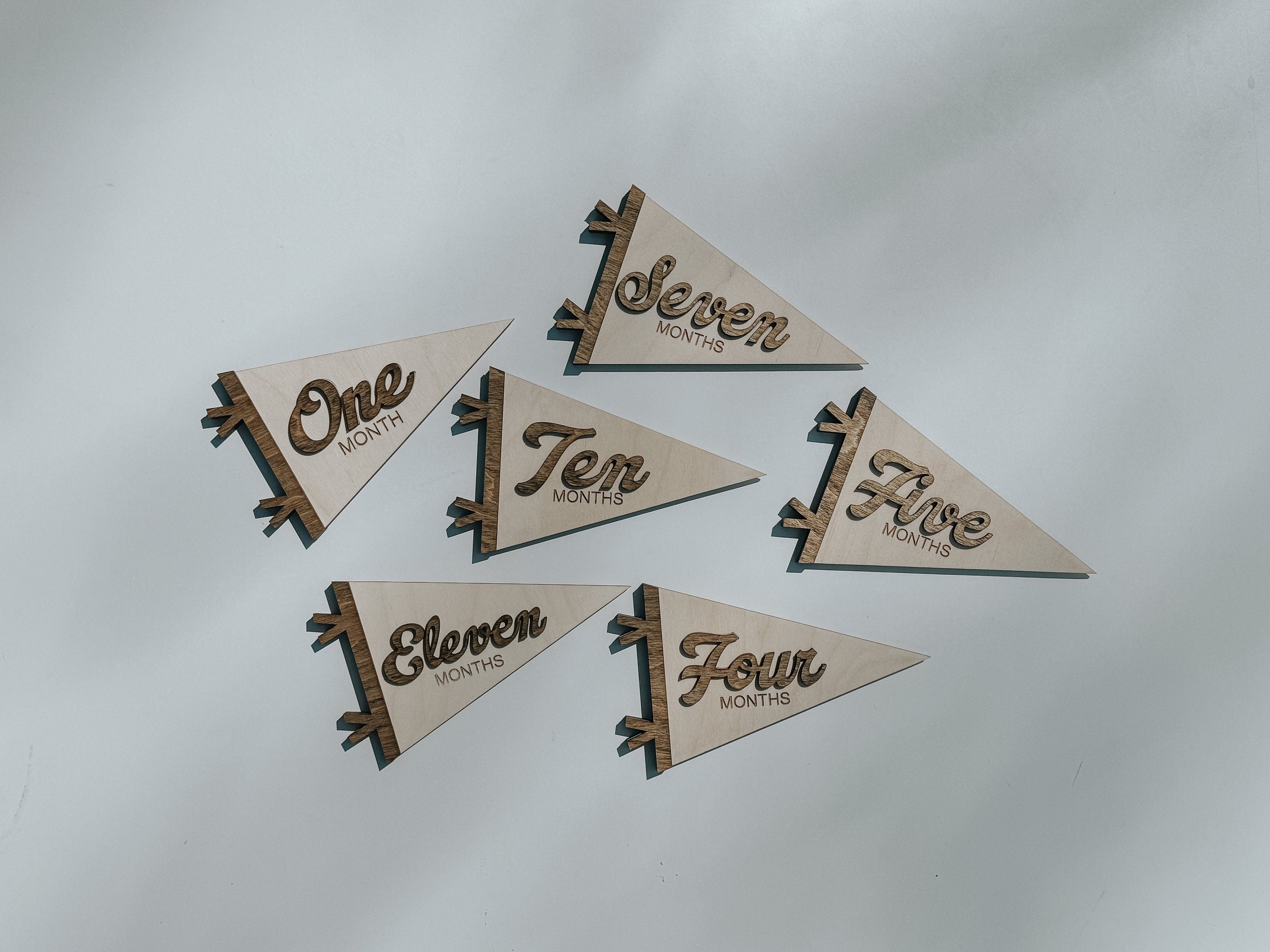 Flag Milestone | pennant Birth Announcement | Modern Milestones | Baby Shower gift | Boho Baby | Wooden Milestone | Newborn | Pregnancy