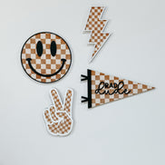 Checker Print Signs | Playroom Decor | Wood Signs | Peace | Lightning | Smile Face | Pennant Flag | Boy | Rad Dude | Wall Art | Boys Room