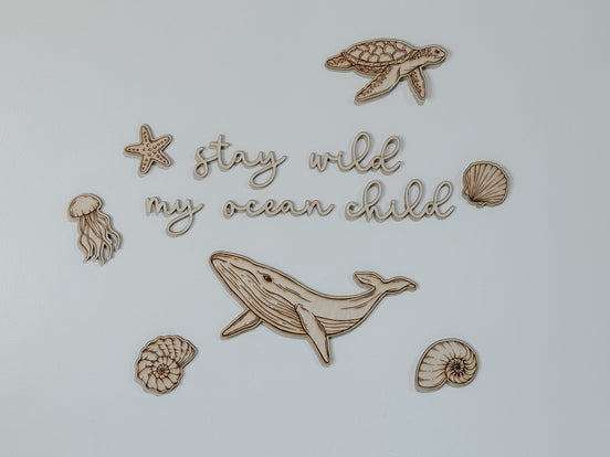 Stay wild my ocean child | wall decoration | Ocean | Ocean Nursery | Shell Decor | Playroom Signs | Waves | Whales | Sea Shells | Birthday