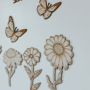 Wooden Flower & butterfly Wall hangings | Nursery Art | Kids Room | Playroom | Wildflower | Butterflies | Girls Nursery | Wood Signs | boho