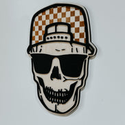 Checker Print Skull | Playroom Decor | Wood Signs | snap back | hat | skull Face | modern | Boy | Rad Dude | Wall Art | Boys Room