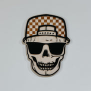 Skull Wall Decor and Bro. Sign | Boys Room Wall Art | Laser Cut Birch and Acrylic | Checkered Hat Skull | Teen Room Decor | Cool Boy Gift