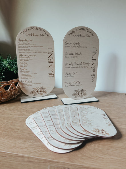 Personalized Wooden Menu | Wedding Menu | Birthday Menu | elevated party Decor | High end Party | Girls Night | Bachelorette | Dinner | menu