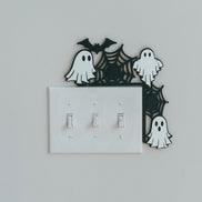 Halloween Door Corner Sign | Lightswitch cover Decor | Halloween Decorating | Halloween Signs | Spider webs | ghosts | Signs