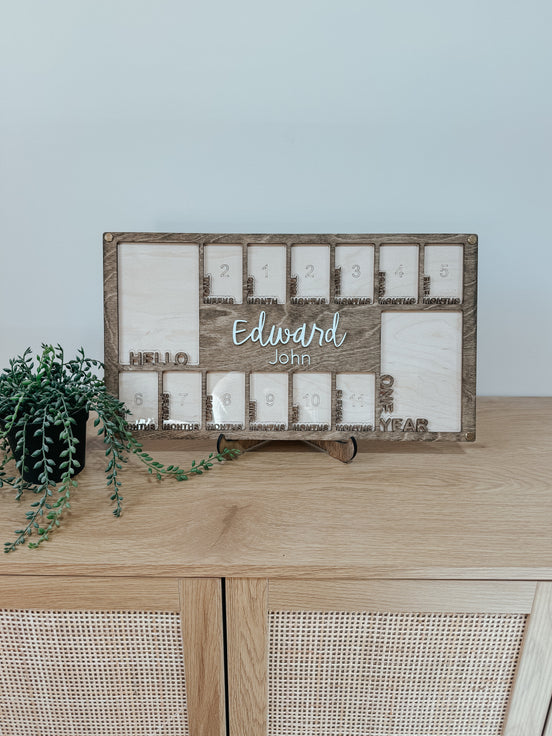 Baby First Year Picture Frame | Personalized Baby Photo Frame | Photo Collage | Personalized Photo Frame | Monthly Milestone for Baby | wood