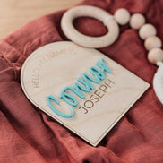 Newborn Name Announcement | Baby Name Announcement | Wooden Name Disc | Milestone Disc | Pregnancy Announcement | Name Announcement Plaque