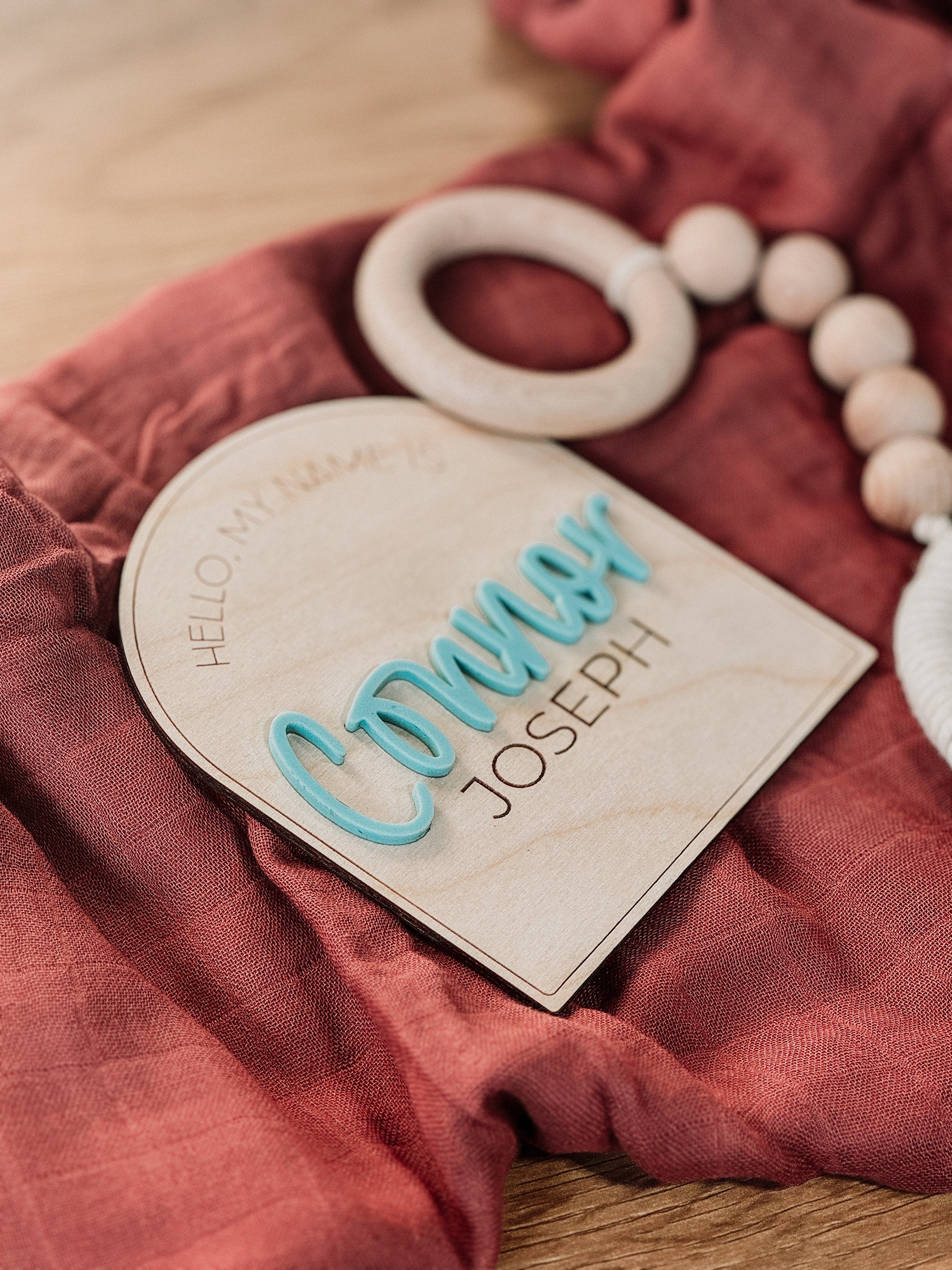 Newborn Name Announcement | Baby Name Announcement | Wooden Name Disc | Milestone Disc | Pregnancy Announcement | Name Announcement Plaque