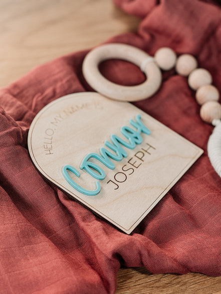 Newborn Name Announcement | Baby Name Announcement | Wooden Name Disc | Milestone Disc | Pregnancy Announcement | Name Announcement Plaque