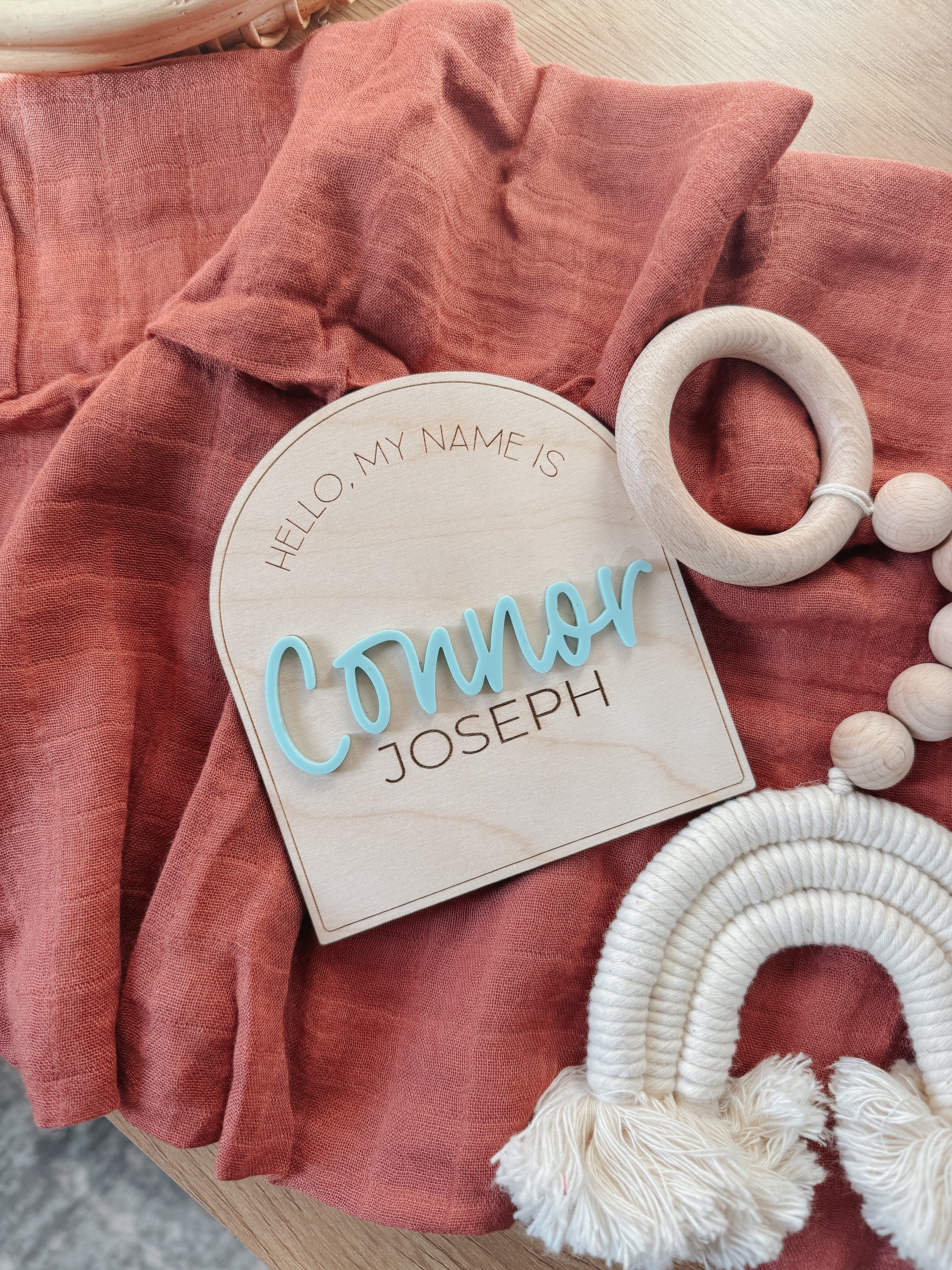 Newborn Name Announcement | Baby Name Announcement | Wooden Name Disc | Milestone Disc | Pregnancy Announcement | Name Announcement Plaque