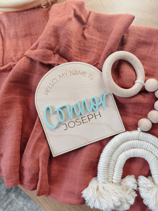 Newborn Name Announcement | Baby Name Announcement | Wooden Name Disc | Milestone Disc | Pregnancy Announcement | Name Announcement Plaque