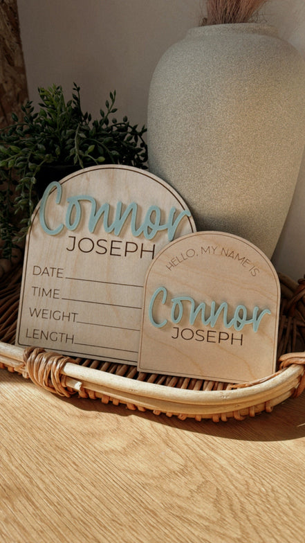 Newborn Name Announcement | Baby Name Announcement | Wooden Name Disc | Milestone Disc | Pregnancy Announcement | Name Announcement Plaque