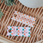 Stanley Name Plate | Stanley Cup Name | Stanley Name Tag | Stanley Accessories | Stanley Cup Name Plate | Tumbler Topper | Checker Print