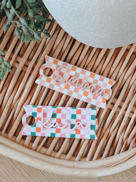 Stanley Name Plate | Stanley Cup Name | Stanley Name Tag | Stanley Accessories | Stanley Cup Name Plate | Tumbler Topper | Checker Print