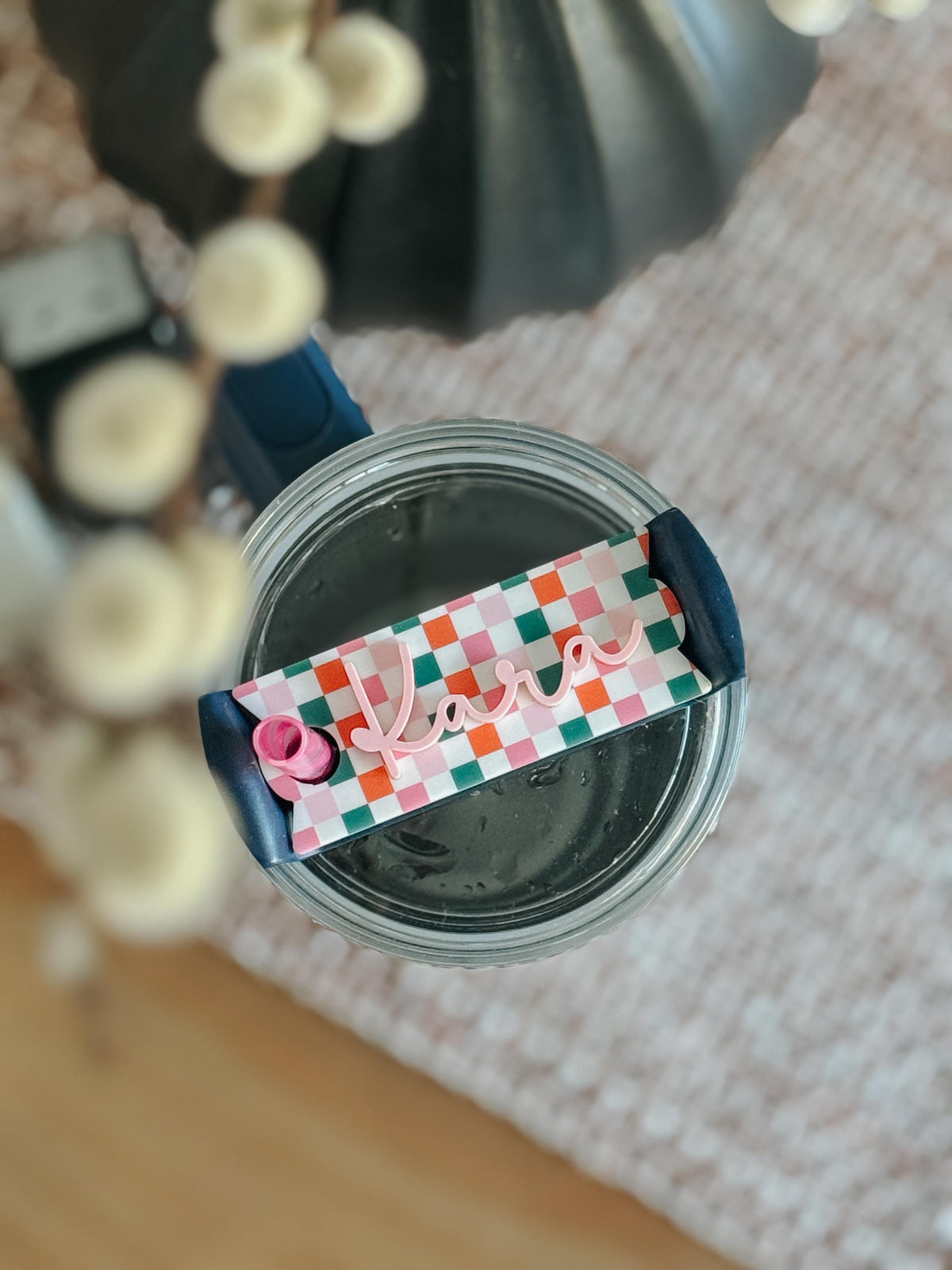 Stanley Name Plate | Stanley Cup Name | Stanley Name Tag | Stanley Accessories | Stanley Cup Name Plate | Tumbler Topper | Checker Print