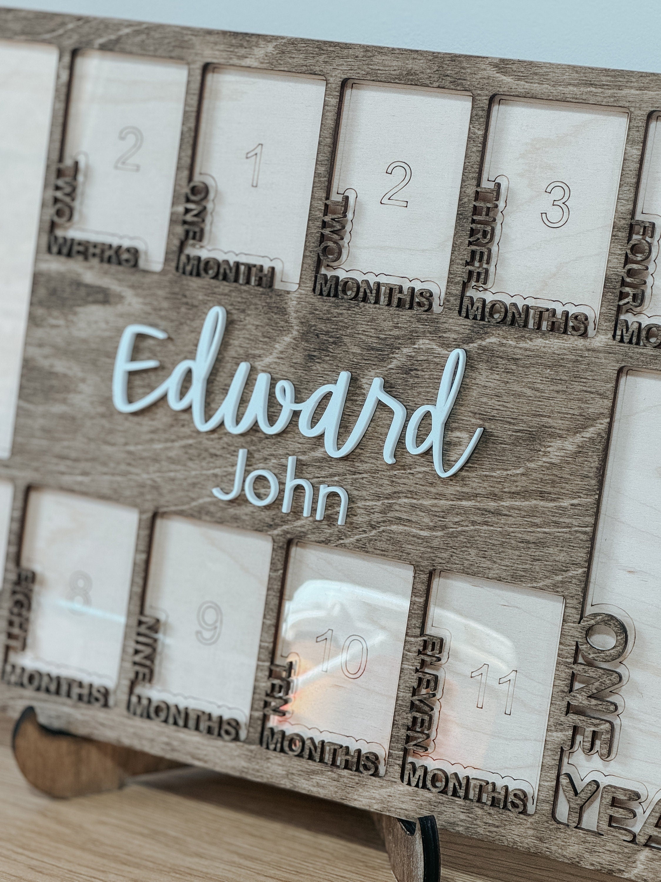 Baby First Year Picture Frame | Personalized Baby Photo Frame | Photo Collage | Personalized Photo Frame | Monthly Milestone for Baby | wood