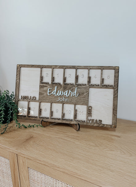 Baby First Year Picture Frame | Personalized Baby Photo Frame | Photo Collage | Personalized Photo Frame | Monthly Milestone for Baby | wood