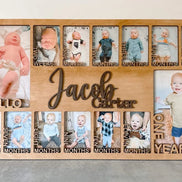 Baby First Year Picture Frame | Personalized Baby Photo Frame | Photo Collage | Personalized Photo Frame | Monthly Milestone for Baby | wood