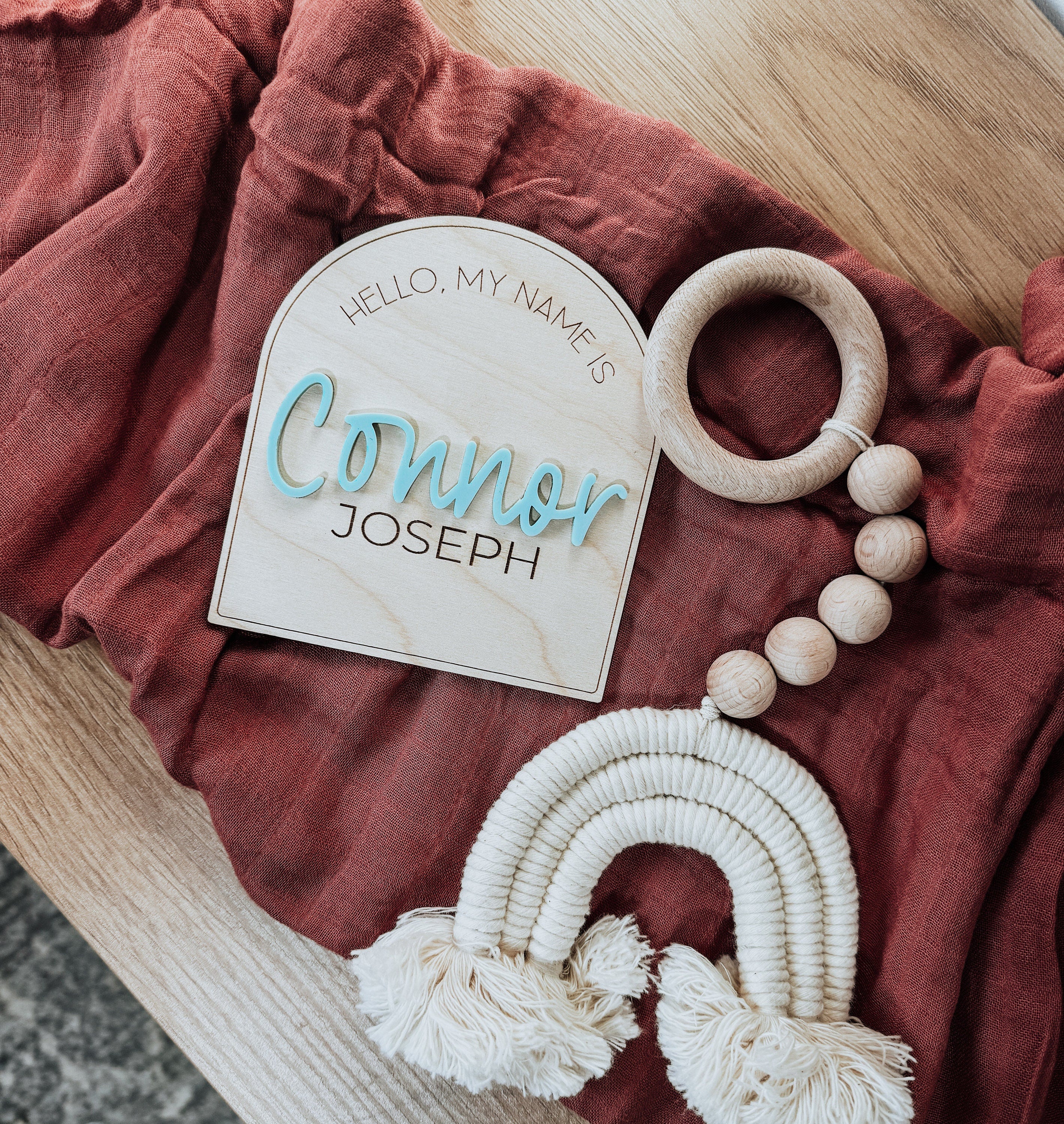 Newborn Name Announcement | Baby Name Announcement | Wooden Name Disc | Milestone Disc | Pregnancy Announcement | Name Announcement Plaque