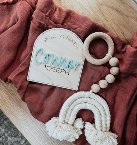 Newborn Name Announcement | Baby Name Announcement | Wooden Name Disc | Milestone Disc | Pregnancy Announcement | Name Announcement Plaque