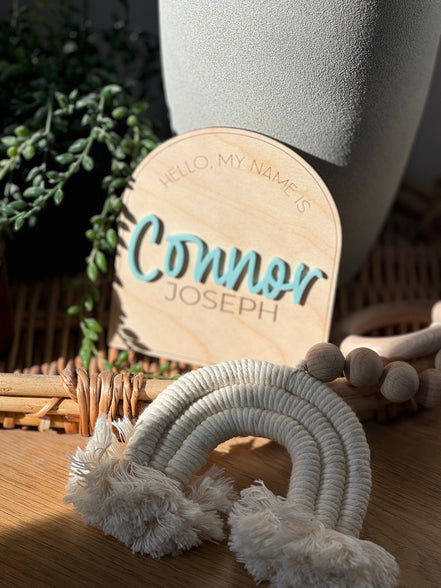 Newborn Name Announcement | Baby Name Announcement | Wooden Name Disc | Milestone Disc | Pregnancy Announcement | Name Announcement Plaque