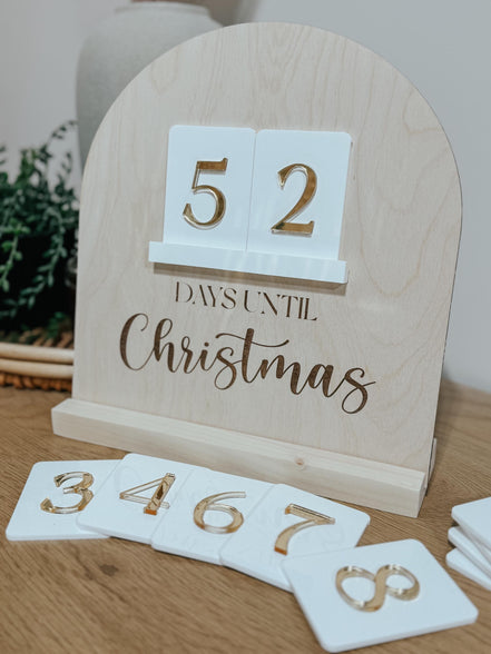 Modern Christmas Countdown | Days Until Christmas Block Calendar | Family Holiday Tradition Advent Sign | Days Until Christmas Calendar