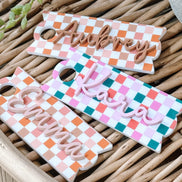 Stanley Name Plate | Stanley Cup Name | Stanley Name Tag | Stanley Accessories | Stanley Cup Name Plate | Tumbler Topper | Checker Print