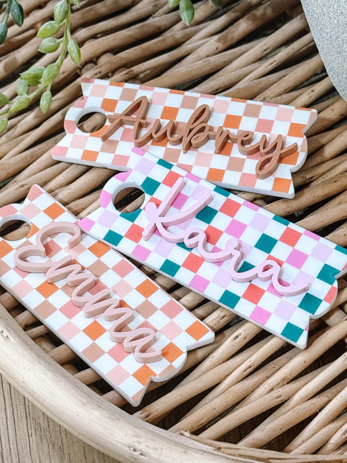 Stanley Name Plate | Stanley Cup Name | Stanley Name Tag | Stanley Accessories | Stanley Cup Name Plate | Tumbler Topper | Checker Print
