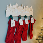 Stocking Holder | Merry Christmas | Custom Stocking display | Wood Stocking Sign | Fireplace | Christmas decor | Christmas village