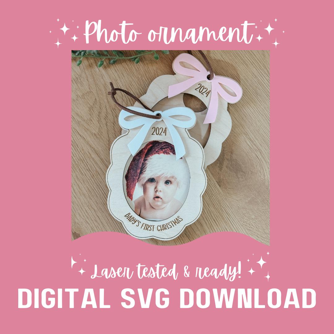 Baby's First Christmas ornament Laser File | Laser ready SVG | Christmas Laser | Laser Projects | Laser Tested | Gloforge | Stanley | photo