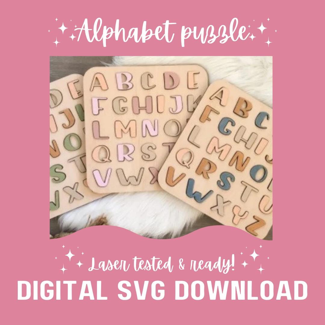 Alphabet Puzzle File | Puzzle File | Educational File | Kids Game File | Laser File | Kids Laser File | Alphabet Laser File | Alphabet SVG