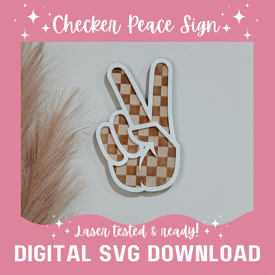 Checker Peace Sign Laser File | Laser ready SVG | Christmas Laser | Laser Projects | Laser Tested | Gloforge | Stocking | Laser Decor | Boho