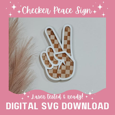 Checker Peace Sign Laser File | Laser ready SVG | Christmas Laser | Laser Projects | Laser Tested | Gloforge | Stocking | Laser Decor | Boho