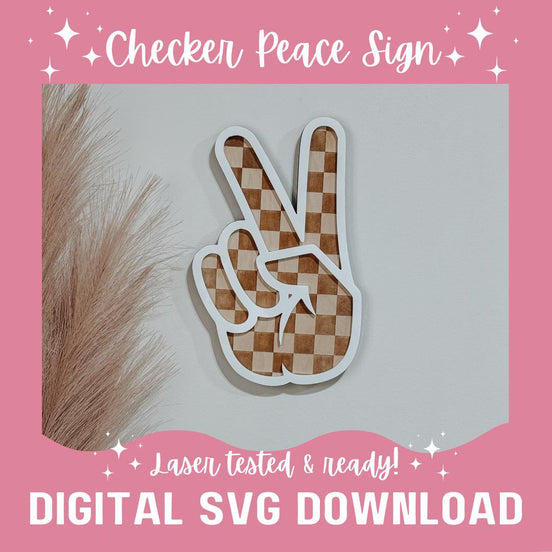 Checker Peace Sign Laser File | Laser ready SVG | Christmas Laser | Laser Projects | Laser Tested | Gloforge | Stocking | Laser Decor | Boho