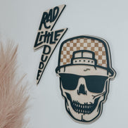 Checker Print Skull | Playroom Decor | Wood Signs | snap back | hat | skull Face | modern | Boy | Rad Dude | Wall Art | Boys Room
