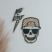 Checker Print Skull | Playroom Decor | Wood Signs | snap back | hat | skull Face | modern | Boy | Rad Dude | Wall Art | Boys Room
