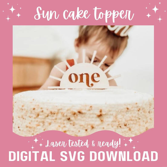 Sun Cake Topper SVG | Laser File | Gloforge | Cake Topper | Glowforge File | Glowforge Svg | Laser Cut File | Tested | Small Business