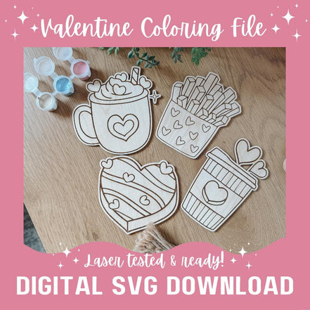 DIY Valentine's Day Craft for Kids SVG | Sweet Treats SVG | Valentines Paint Svg | Valentines Favors, Color Me Valentine| Glowforge Craft
