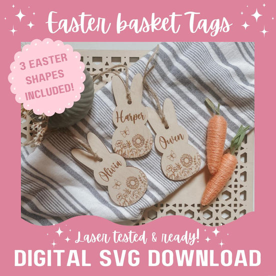 Easter Name Tag SVG | Laser File | Gloforge | Cake Topper | Glowforge File | Glowforge Svg | Laser Cut File | Tested | Small Business | Peep