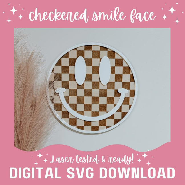Checker Print Smile Laser File | Laser ready SVG | Christmas Laser | Laser Projects | Laser Tested | Gloforge | Stocking | Laser Decor |