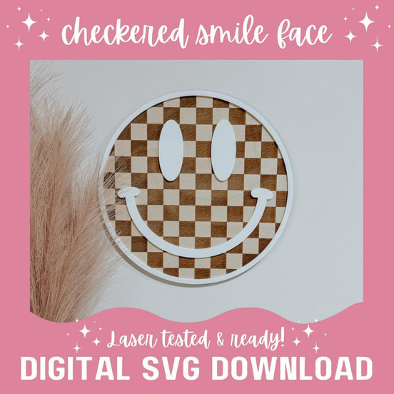 Checker Print Smile Laser File | Laser ready SVG | Christmas Laser | Laser Projects | Laser Tested | Gloforge | Stocking | Laser Decor |