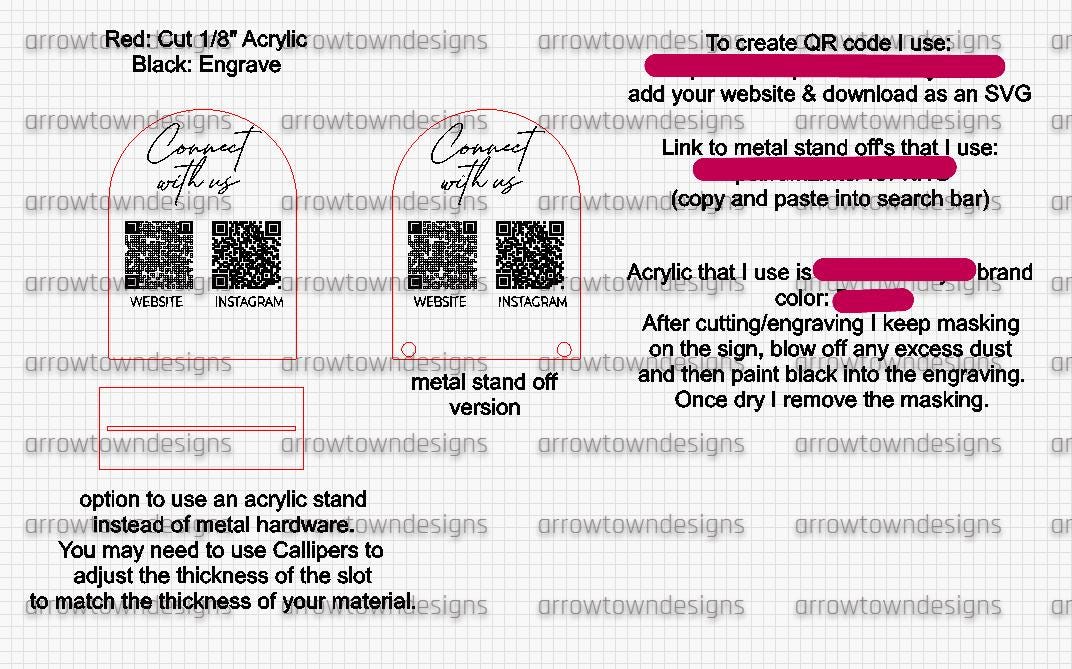 QR code business SVG laser cut file | Gloforge file | small business | Laser tested and ready | Social Sign | Payment Sign | Market Sign