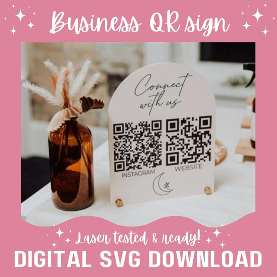 QR code business SVG laser cut file | Gloforge file | small business | Laser tested and ready | Social Sign | Payment Sign | Market Sign