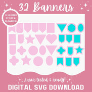 32 Bunting Banner SVG Cut File | Digital Download for Cricut, Silhouette, Glowforge & Laser Cutters | Party DIY | Small Business