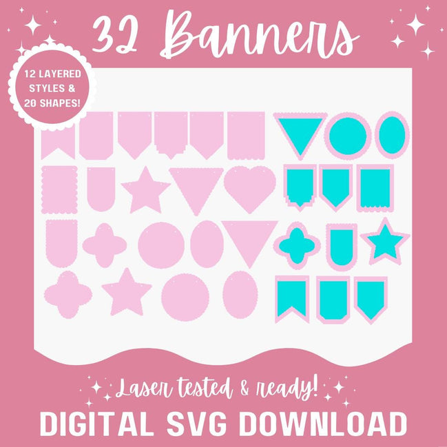 32 Bunting Banner SVG Cut File | Digital Download for Cricut, Silhouette, Glowforge & Laser Cutters | Party DIY | Small Business