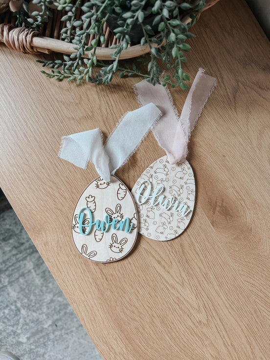 Easter Tags | Easter Name Tags | Easter basket | Easter Decor | Name Tag | Engraved Name | Wooden Name Tag | vintage bunny | Basket Tag
