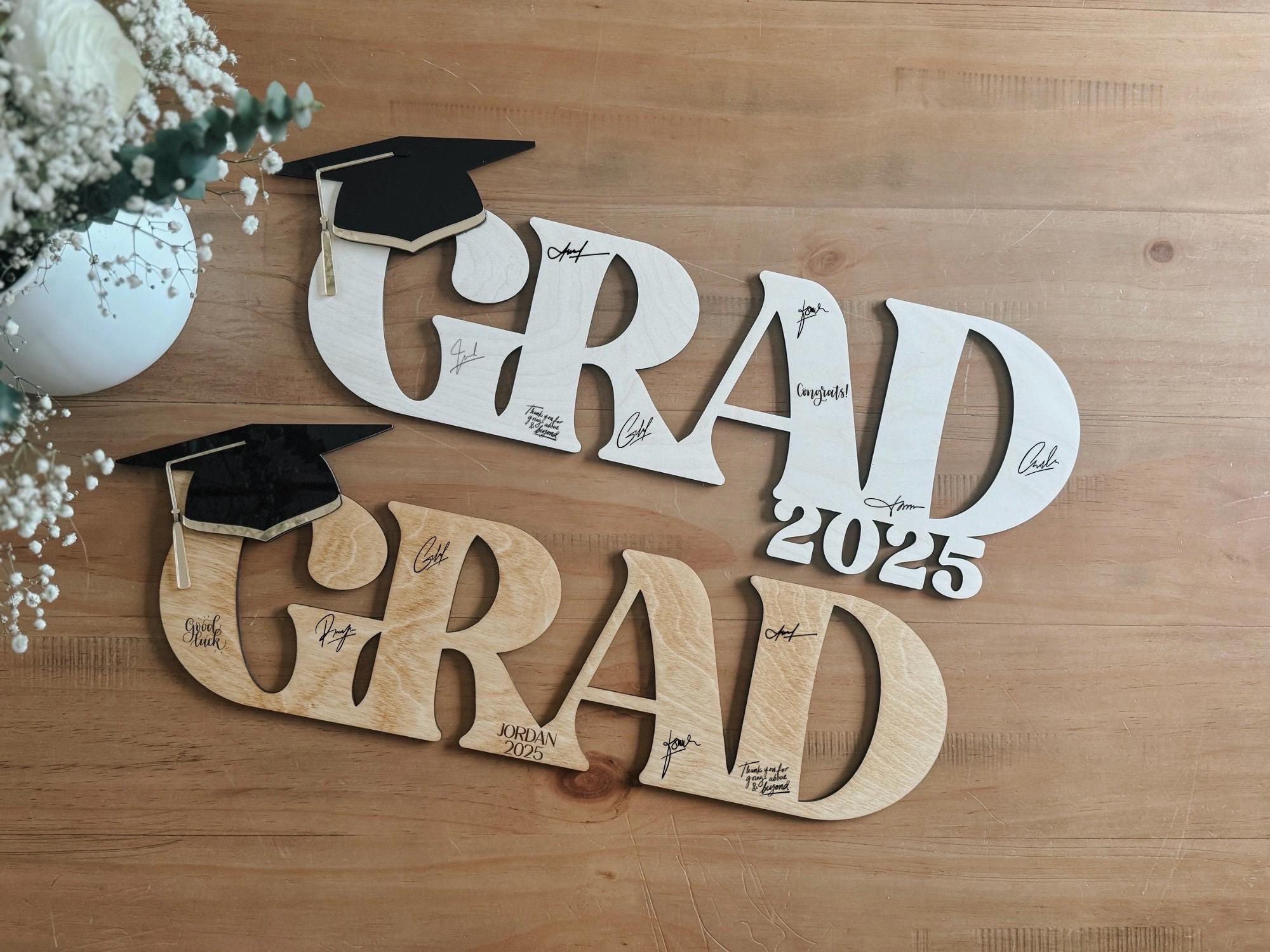Personalized Wooden GRAD Signature Sign  Custom Graduation Guestbook | Graduate | Wood Sign
