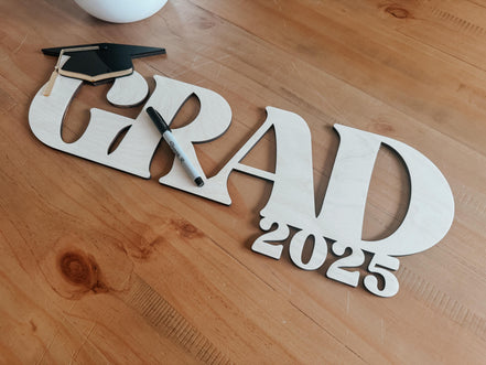 Personalized Wooden GRAD Signature Sign  Custom Graduation Guestbook | Graduate | Wood Sign