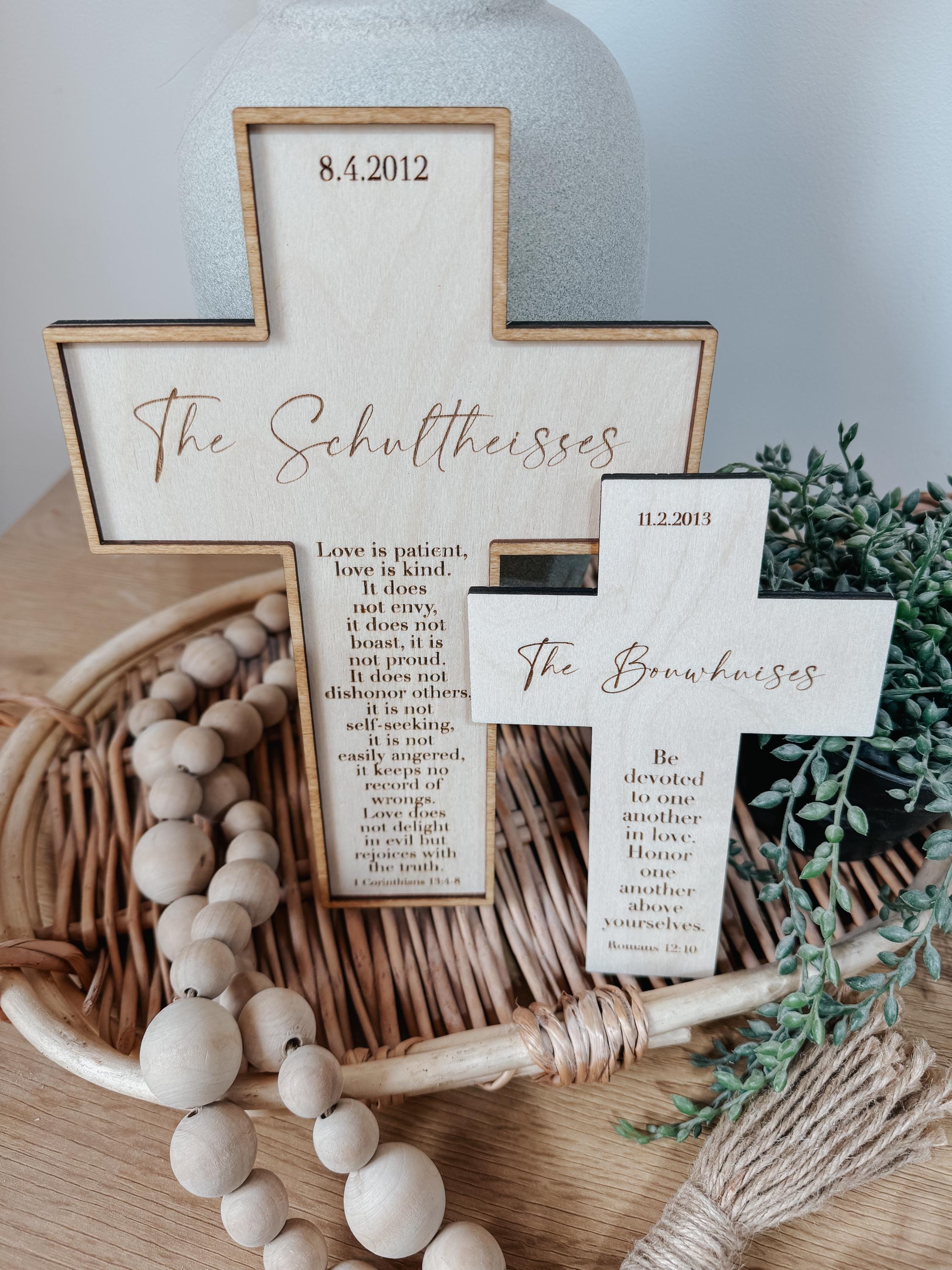 Personalized wedding Cross | couples Gift for Christians | bridal Gift | Personalized Baby Dedication | Boho Cross | Custom wedding Gift |