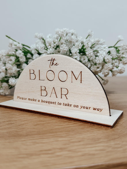 Wooden bloom bar Sign | bar sign | Shower Food Labels | Classic Modern Arched Buffet Sign | Wedding Buffet Signage | Wood bar Label | Floral