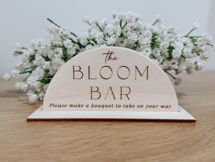 Wooden bloom bar Sign | bar sign | Shower Food Labels | Classic Modern Arched Buffet Sign | Wedding Buffet Signage | Wood bar Label | Floral